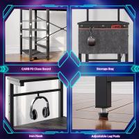 Ordenador con estanterías, pequeño Escritorio esquinero con iluminación LED y enchufes, 113 cm - details 12