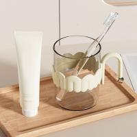 Soporte para cepillo de dientes ajustable a prueba de polvo, juego de soporte para cepillo de dientes de plástico que ahorra espacio con taza para enjuague bucal - details 2