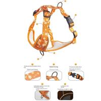 Conjunto de correa y arnés reflectante duradero para perros, arneses transpirables antiescape para gatos, chaleco ajustable con diseño Floral para mascotas, entrenamiento nocturno - details 5