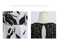Lace patchwork floral print women summer 50s 60s elegant dress - details 79