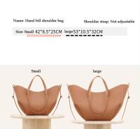 Solid color tote bag for women cow leather material underarm bag fashion so - details 0