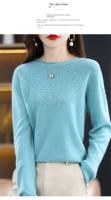 100% suéter de punto de lana Merino Otoño/Invierno 2024 nuevo jersey de cuello redondo para mujer Top hueco 11 colores abrigo versátil NJR1107 - details 13