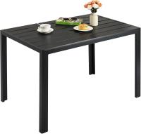 Mesa de comedor para exteriores para 6 personas, rectangular, de metal de aluminio, resistente a todo tipo de clima, mesa de patio con listones de 110x70x73 cm para terraza, patio trasero, césped y jardín - details 0