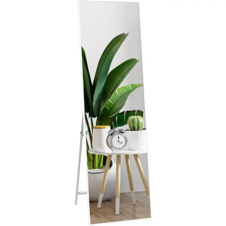 Espejo Grande Blanco 140x51 cm Ideal para Dormitorio Vestidor Recibidor Montado en Pie o Colgante - 1