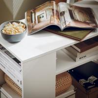 Auxiliar 2 Estantes Consola Mesita Noche Ruedas Blanca Mesita 70 x 35 x 60 cm - details 6