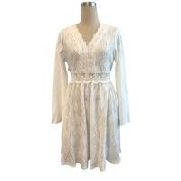 Vestidos con cuello en v a la moda para mujer, vestido blanco informal para mujer - details 5
