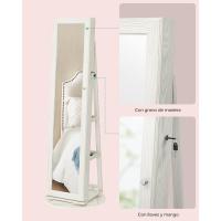 Espejo Completo Inpendiente Giro de 360° Estante y Llave Dormitorio Regalo Blanco Vetas Gris Claro - details 8