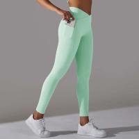 Leggings cruzados para mujer, pantalones de yoga con bolsillo, malla deportiva transpirable para correr y andar en bicicleta, leggings de entrenamiento de cintura alta - details 23