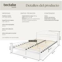 Cama de Boda Romántica y Estable Estructura de Cama de Madera Base de Cama Resistente - details 9