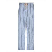 Pantalones holgados de pierna recta a rayas para mujer, moda coreana, cintura elástica, dobladillo empalmado, pantalones femeninos - details 1