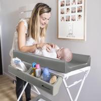 Bañera Cambiador Bebé 2 en 1, 0-12 M (máx 11 kg), Fácil de Mover 4 Ruedas con Freno, Múltiples Compartimentos Almacenamiento, Colchón Cambiador Acolchado, Fácil Drenaje, Gris Mist - details 13