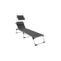 Set de 2X Tumbonas de Jardín Exterior Tumbonas Plegables con Reposacabezas, Parasol y Bolsillo Lateral Tumbonas de Playa Reclinables 4 Posiciones Tumbona de Piscina Resistente a Intemperie Gris - details 8