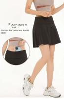 Culottes deportivos de cintura alta para mujer, Falda corta de secado rápido para correr, antivacío, con forro de tenis, Yoga Fiess - details 2