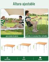 Mesa de Camping Plegable de bambú de 100 x 72 cm para 4 a 6 Personas, Marco Estable de Aluminio, 3 Alturas Ajustables con Bolsa de Transporte para jardín, Picnic, Camping - details 14