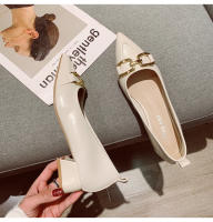 Zapatos de noche de tacón bajo, boca poco profunda, punta puntiaguda para un estilo otoñal con falda. - details 16