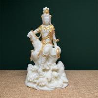 Fruta de marfil pintada con oro, estatua de Buda Guanyin libre y sin restricciones, hogar creativo, sala de té, estudio, estante antiguo - details 6