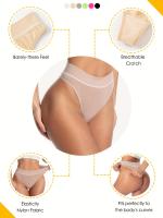Ropa interior de mujer de 6 piezas, tangas sin costuras de color sólido, suaves y cómodas, elasticidad, moda femenina, material de nailon, estilo elegante, forro de algodón, cintura baja, tejido de punto, tangas cuerdas en V, colores surtidos - details 5