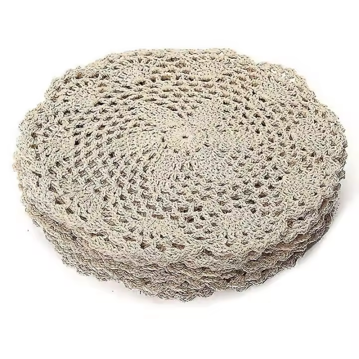 Doilies de Encaje Hechos a Mano de Algodón Vintage 12pcs Flores de Posavasos para Decoración de Mesa - 1
