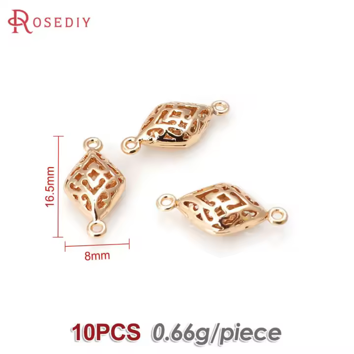 Colgantes de Prismo de Bronce Dorado 18K de Alta Calidad 10PCS Hazlo Tú Sameño Accesorios de Pendientes para Gafas de Sol y Relojes - 1