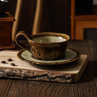 Juego de taza de café y platillo de cerámica con estampado de leopardo japonés retro ins té de la tarde creativo taza de café con leche creativa - details 7