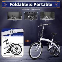 Bicicleta plegable de 20 pulgadas para adultos, 7 velocidades, color blanco,doble freno en V, altura ajustable - details 6