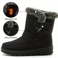 Women's Solid Color Snow Boots Casual Fur Lined Hook & Loop Boots Warm Fashion Platform Winter Boots - details 6