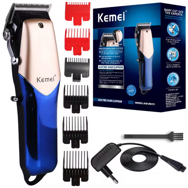 Kemei-cortadora de pelo profesional para hombre, máquina eléctrica inalámbrica, recargable, con cable, 2615 - 1