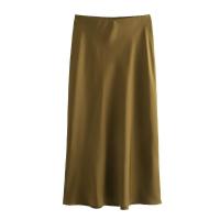- Falda de cintura alta con textura de satén de seda francesa de estilo único para mujer8632845 - details 9