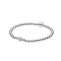 925 Sterling Silver Classic  Simple Round Bead Charm Bracelet fit Beads Charms Dangle Pendants Fine Jewelry for Women Girls - details 0