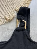 Traje de Baño de Una Pieza de Corte Alto Traje de Baño Liso de Hombro Único para Mujeres - details 4