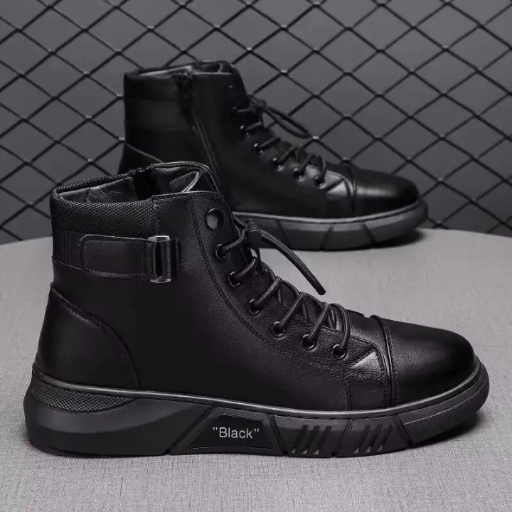 2024 Producto de diseño Zapatos de moda de tobillo británicos Botas altas de cuero de PU para hombres - 1