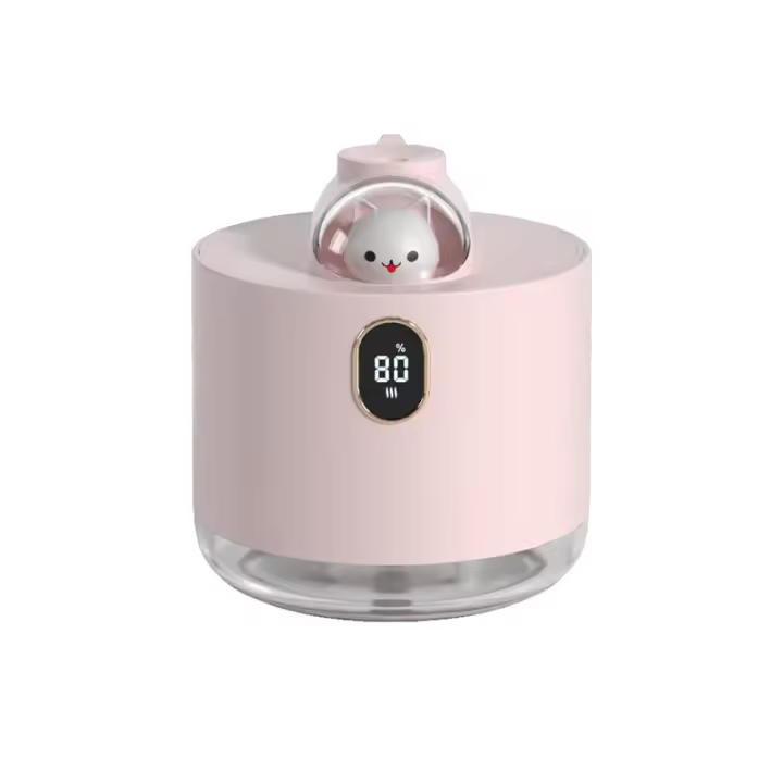 Mini humidificador para mascotas, carga USB, luz nocturna silenciosa, Gran Salida de niebla, pantalla digital grande, potencia visible - 1