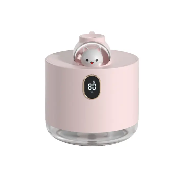 Mini humidificador para mascotas, carga USB, luz nocturna silenciosa, Gran Salida de niebla, pantalla digital grande, potencia visible - 1