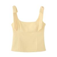 PB & ZA 2025 arco cuello cuadrado simple casual temperamento sling tops de color sólido novedad de verano ropa de mujer - details 6