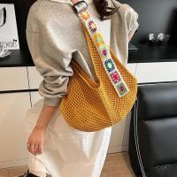 Bolso de mano de ganchillo de gran capacidad para mujer, bolsa tejida hueca ligera de estilo étnico, con correa bordada, tejido de algodón - details 21