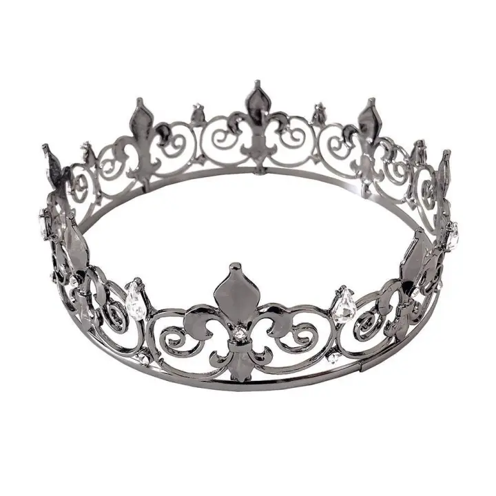 Corona Simple Bar Mitzvah, corona de rey, diadema con aro para el pelo, coronas de Príncipe de Metal, accesorios para el cabello de aleación, Tiaras redondas para boda - 1