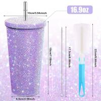Botellas termo con diamantes de imitación de 500ml/750ml, frascos de vacío aislados de doble capa, taza de café con purpurina reutilizable creativa para oficina - details 3