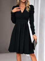 Vestido elegante de manga larga con cuello en V para mujer, ropa de calle de Color sólido, moda de viaje, otoño e invierno, 2023 - details 9