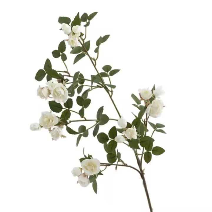 Rama de flor de Rosa Artificial de 65cm, Mini rosa de seda de tacto Real de plástico, elegante flor de Rosa de imitación hecha a mano, decoración para el hogar y la Oficina - 1