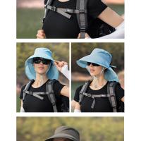 Summer Hat Women Outdoor UV Anti Neck Protection Sun Visor men Fishing Hiking Wide Brim Shawl Sunscreen Ponytail Cap undefine - details 11