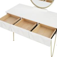 Tocador de Maquillaje con Espejo y Luz LED Iluminación Ajustable Conjunto de Mesa Tocador con Silla Terciopelo Blanco + Dorado - details 32