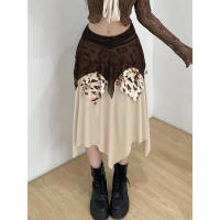 BUNO-faldas escalonadas de malla con estampado de leopardo para mujer, falda larga Irregular bohemia de cintura baja, - details 5