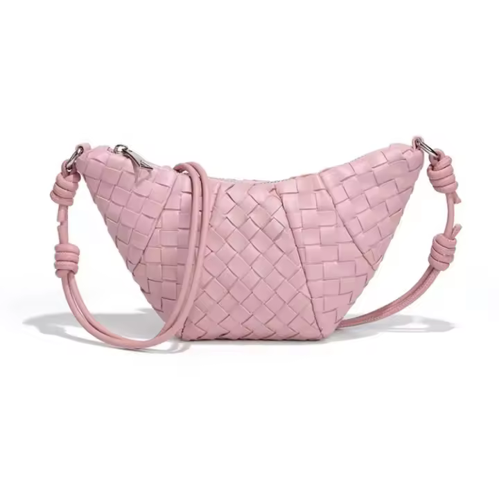 Bolso de Croissant tejido de alta gama hecho a mano para mujer, diseño Original de nicho, cruzado de un solo hombro, cuadrado pequeño, nuevo - 1