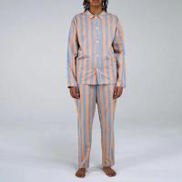 Conjunto de 2 piezas de blusa de manga para hombre y mujer, camisa y pantalones largos con estampado de rayas vintage, ropa de estar por casa - details 8