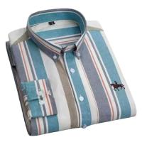 hombre manga larga ropa hombre S~7XL 100% algodón puro Camisa giratoria Oxford de manga larga para hombre Ocio de negocios Bolsillo bordado Slim Fit Estilo de botón Suave Med - details 29