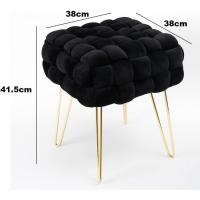 Taburete Moderno de Terciopelo Otomano Rectangular con Patas de Metal Dorado Taburete Acolchado - details 42