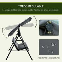 Columpio de Jardín de 3 Plazas Balance Exterior con Techo Ajustable y Marco de Acero Carga 240kg - details 2