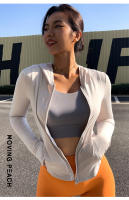 Chaqueta deportiva con capucha para mujer, con bolsillo suave y cremallera completa, para correr y Fitness, Moving Peach - details 1