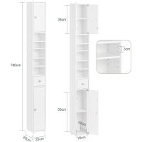 Mueble de Baño de Alto Estante Armario con 2 Puertas y Cajón Blanco Tamaño 20 x 20 x 180 cm - details 67