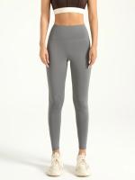Leggings deportivos sólidos de cintura alta para mujer, pantalones ajustados transpirables y cómodos de secado rápido para correr en Yoga, ropa deportiva para mujer - details 4